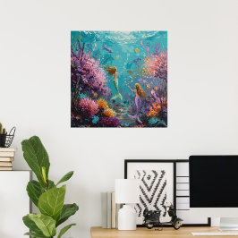 Betoverde Zeemeermin Onderwater Scene Poster