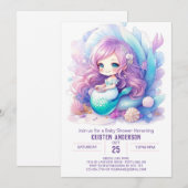 Betoverde Zeemeermin Waters Baby shower Uitnodigin Kaart (Voorkant / Achterkant)