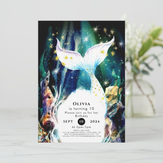 betoverde zeeschelpen zeemeermin verjaardag kaart (Staand voorkant)