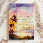 Betoverde Zonsondergang Avond Palm Waterverf Bruil Kaart