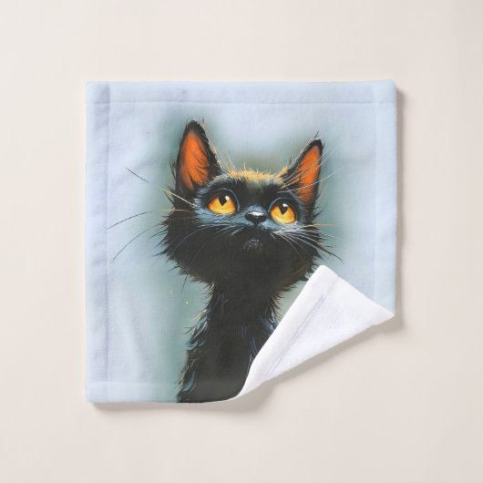 Betoverde zwarte kat bad handdoek (Wasdoekje)