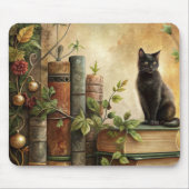 Betoverde Zwarte Kat Bibliotheek Muismat (Voorkant)