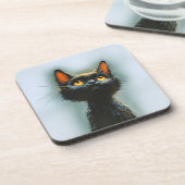 Betoverde zwarte kat bier onderzetter (Linkerzijde)