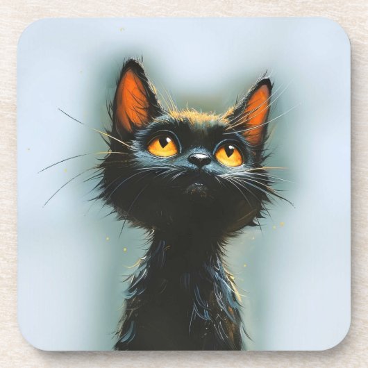 Betoverde zwarte kat bier onderzetter (Voorkant)