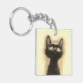 Betoverde Zwarte Kat Gouden Sleutelhanger (Voorkant Links)