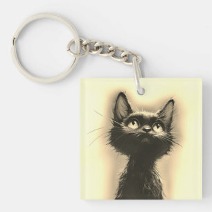 Betoverde Zwarte Kat Gouden Sleutelhanger