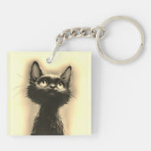 Betoverde Zwarte Kat Gouden Sleutelhanger (Achterkant)