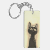 Betoverde Zwarte Kat Gouden Sleutelhanger (Voorkant Links)