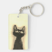 Betoverde Zwarte Kat Gouden Sleutelhanger (achterkant)