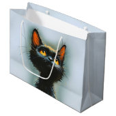 Betoverde zwarte kat groot cadeauzakje (Voorkant Gekanteld)