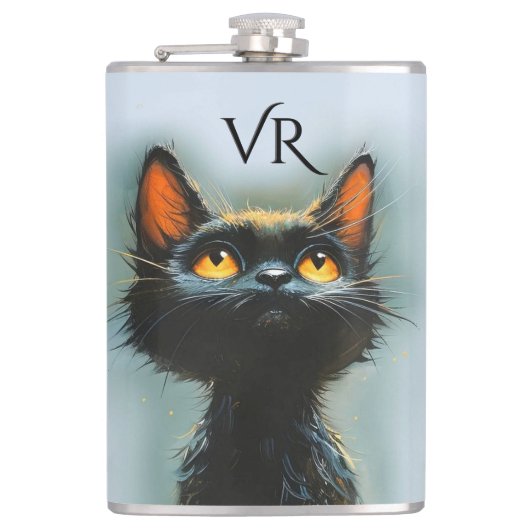 Betoverde zwarte kat heupfles (Voorkant)