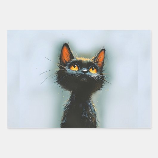 Betoverde zwarte kat inpakpapier vel (Voorkant 2)