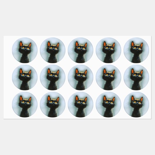 Betoverde zwarte kat labels (Vel)