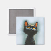 Betoverde zwarte kat magneet (Voorkant / Achterkant)