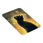 Betoverde Zwarte Kat Met Vuurvliegjes Kunstwerk Magneet (Rechterzijde)