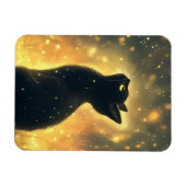 Betoverde Zwarte Kat Met Vuurvliegjes Kunstwerk Magneet (Horizontaal)