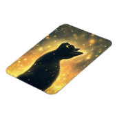 Betoverde Zwarte Kat Met Vuurvliegjes Kunstwerk Magneet (Linkerzijde)