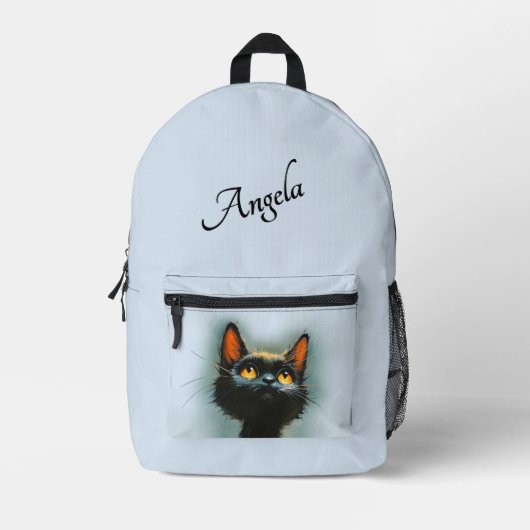 Betoverde Zwarte Kat Persoonlijk Bedrukte Rugzak (Voorkant)