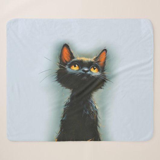Betoverde zwarte kat sherpa deken (Voorkant (horizontaal))