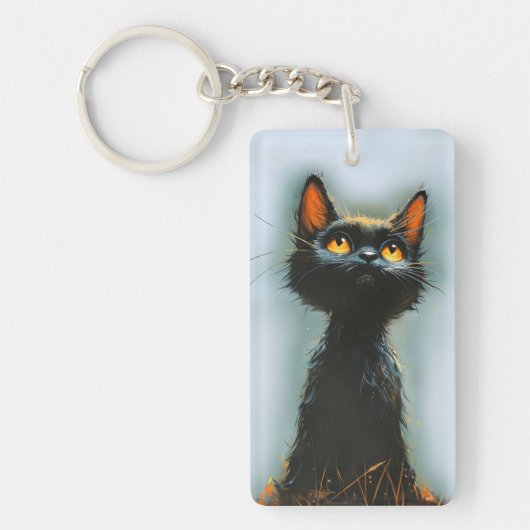 Betoverde zwarte kat sleutelhanger (Voorkant)