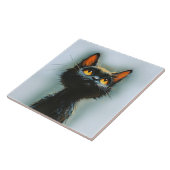 Betoverde zwarte kat tegeltje (Zijkant)