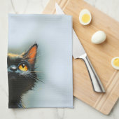 Betoverde zwarte kat theedoek (Quarter Fold)