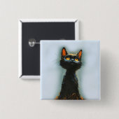 Betoverde zwarte kat vierkante button 5,1 cm (Voorkant /achterkant)