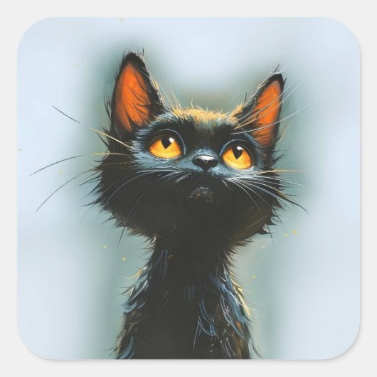 Betoverde zwarte kat vierkante sticker (Voorkant)