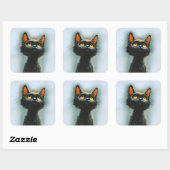 Betoverde zwarte kat vierkante sticker (Vel)