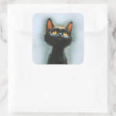 Betoverde zwarte kat vierkante sticker (Tas)