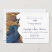 Betoverend Abstract Blauw Goud Bruiloft Jubileum Kaart (Voorkant)