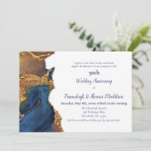 Betoverend Abstract Blauw Goud Bruiloft Jubileum Kaart (Staand voorkant)