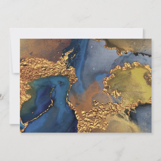 Betoverend Abstract Blauw Goud Bruiloft Jubileum Kaart (Achterkant)