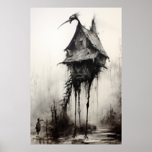 Betoverend Baba Yaga's Hut Poster met Majestic Bl (Voorkant)