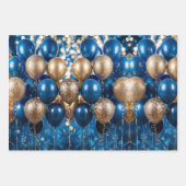 Betoverend blauw en goud cadeaupapier (Voorkant)
