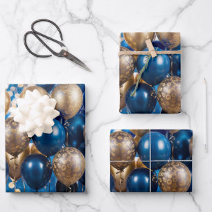 Betoverend blauw en goud cadeaupapier