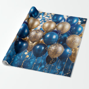 Betoverend blauw en goud cadeaupapier