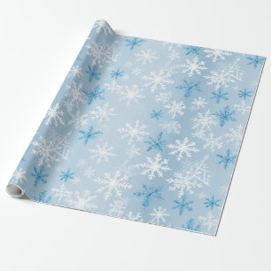 Betoverend Blauw en Wit Winter Sneeuwvlok Patroon Cadeaupapier