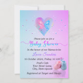 Betoverend blauw & roze vlinder Baby shower Kaart (Voorkant)