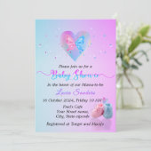 Betoverend blauw & roze vlinder Baby shower Kaart (Staand voorkant)