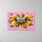 Betoverend boeket van gouden Rozen en hart36x24 Canvas Afdruk (Voorkant)