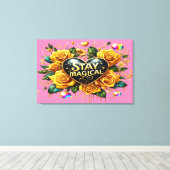 Betoverend boeket van gouden Rozen en hart36x24 Canvas Afdruk (Insitu (Houten vloer))