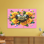 Betoverend boeket van gouden Rozen en hart36x24 Canvas Afdruk (Insitu (Woonkamer))