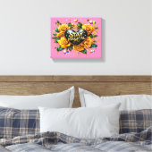Betoverend boeket van gouden Rozen en hart 10x8 Canvas Afdruk (Insitu (Slaapkamer))