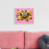 Betoverend boeket van gouden Rozen en hart 10x8 Canvas Afdruk (Insitu (Woonkamer))