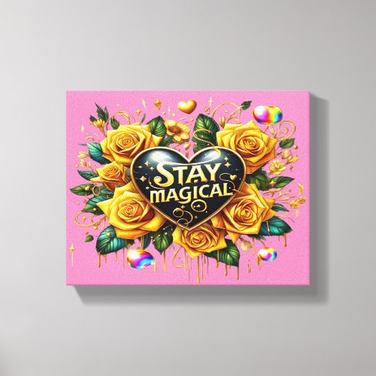 Betoverend boeket van gouden Rozen en hart 10x8 Canvas Afdruk (Voorkant)