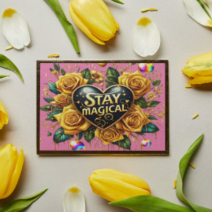 Betoverend boeket van gouden Rozen en hart 10x8 Poster