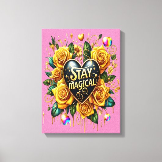 Betoverend boeket van gouden Rozen en hart 12x16 Canvas Afdruk (Voorkant)