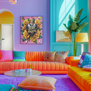 Betoverend boeket van gouden Rozen en hart 12x16 Poster