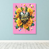 Betoverend boeket van gouden Rozen en hart 18x24 Canvas Afdruk (Insitu (Houten vloer))